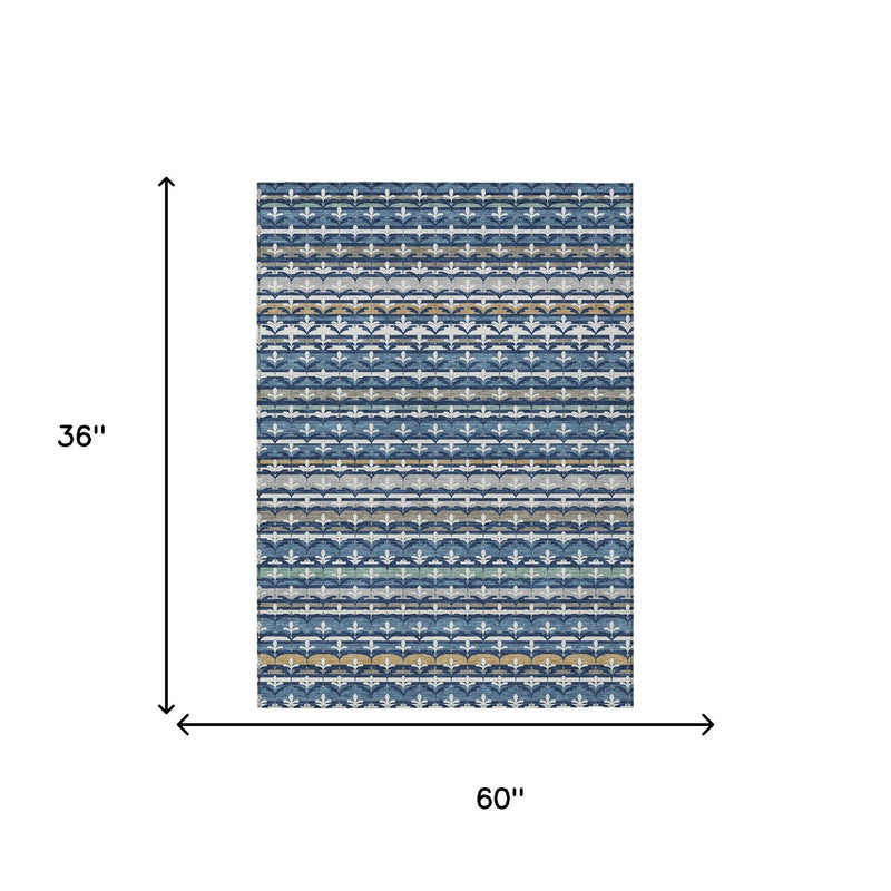 Indoors outdoor area rug size diagram: 60 in x 36 in