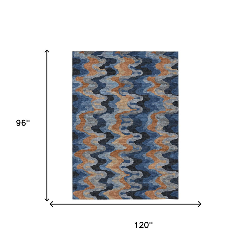 Indoor/outdoor area rug, abstract zigzag pattern; size 120 in by 96 in