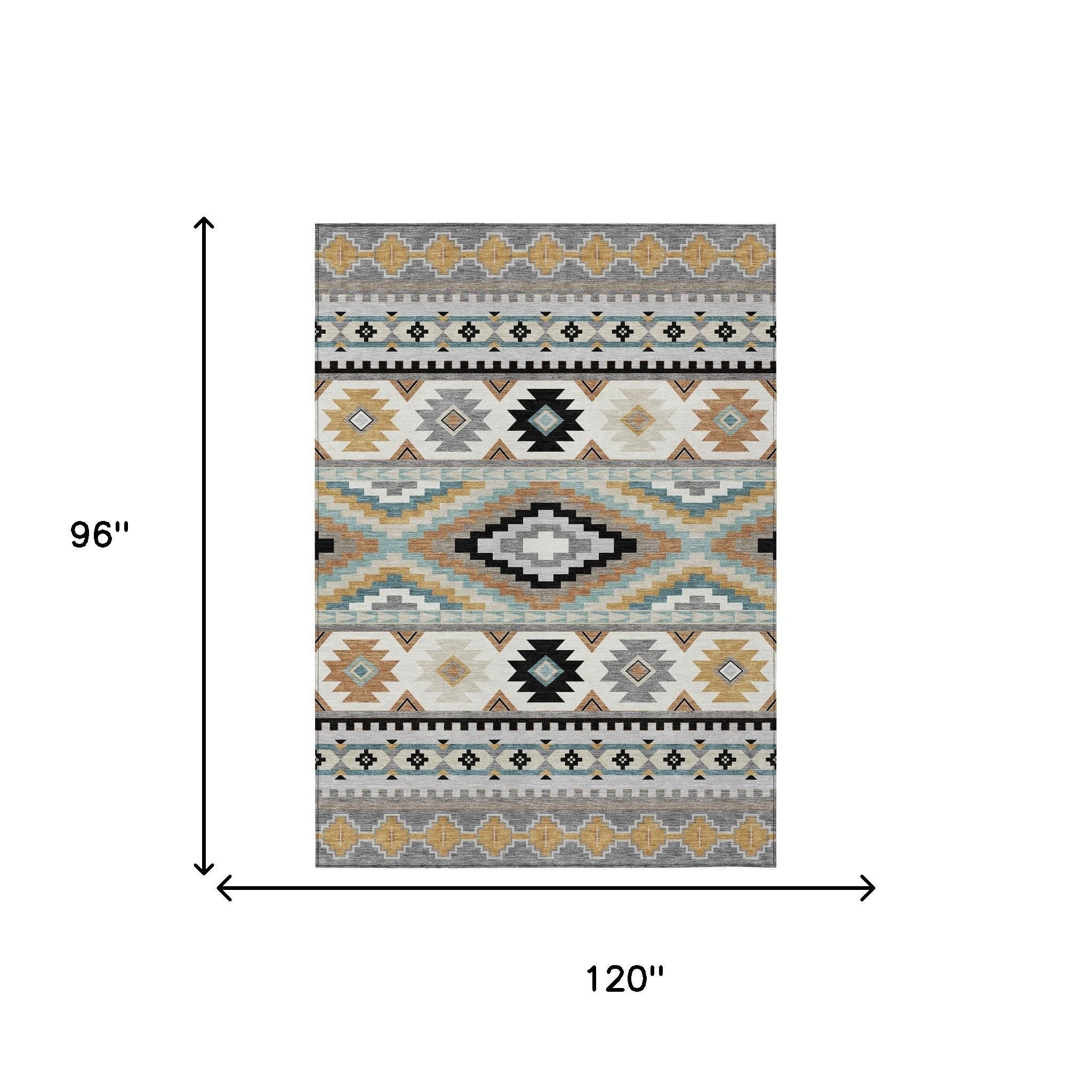 8' X 10' Gray And Silver Southwestern Washable Indoor Outdoor Area Rug - Outdoor | blocked-out-of-stock, Outdoor,…