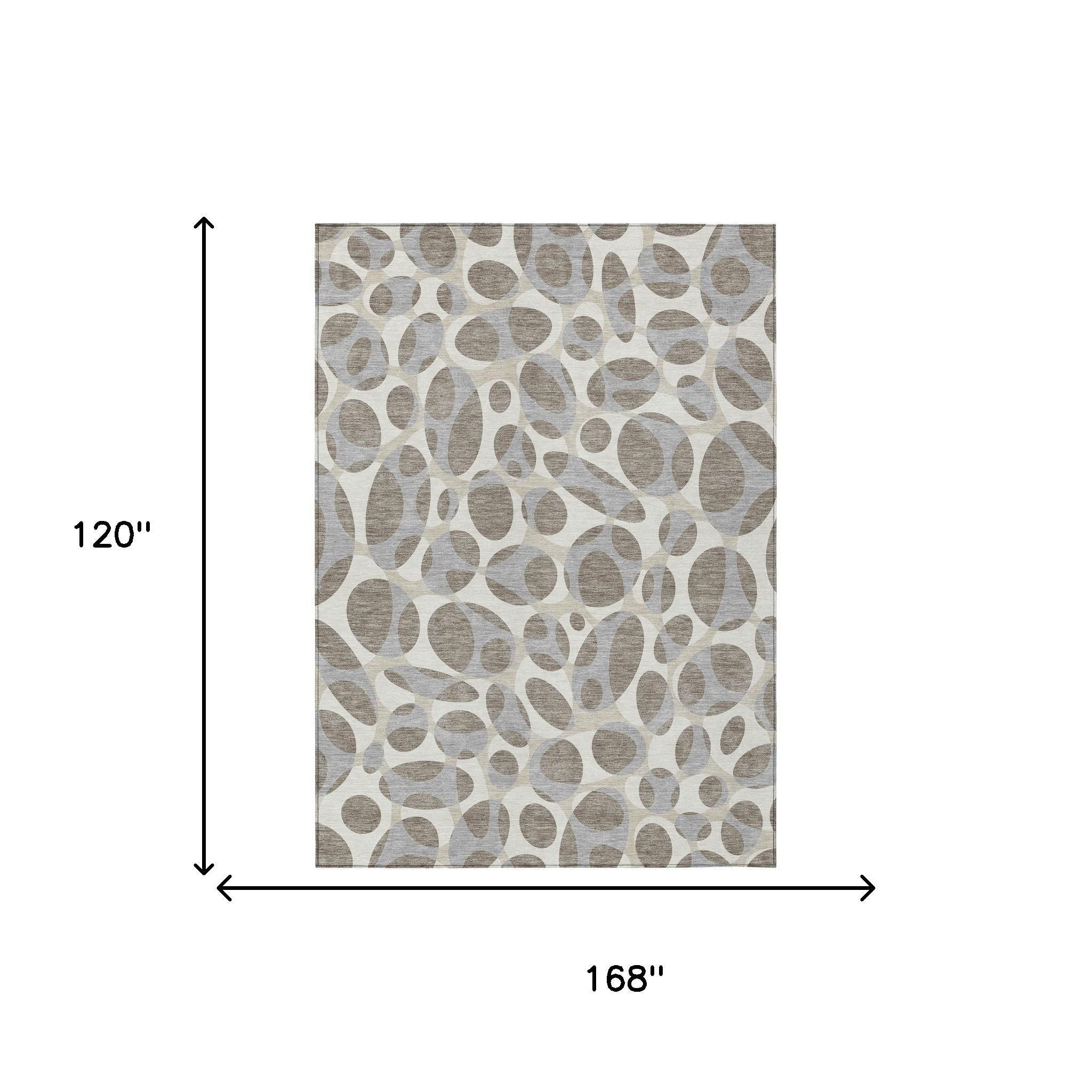 10' X 14' Taupe And Brown Abstract Washable Indoor Outdoor Area Rug - Sports & Outdoor