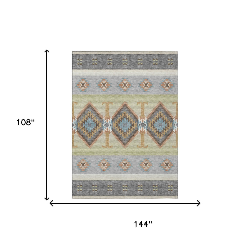 Size diagram: southwestern area rug measures 108 in by 144 in (9 ft by 12 ft)