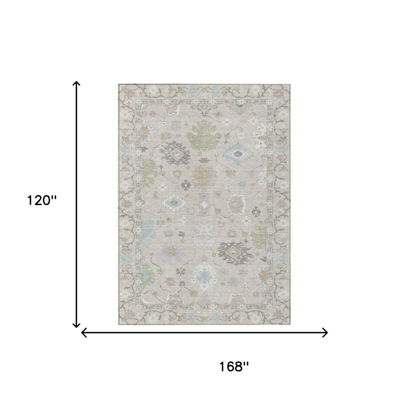 Rectangular area rug size diagram showing 168 in by 120 in outline
