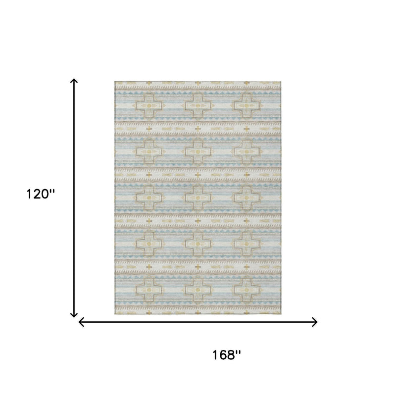 Rectangular area rug with 120 in height and 168 in width shown in diagram