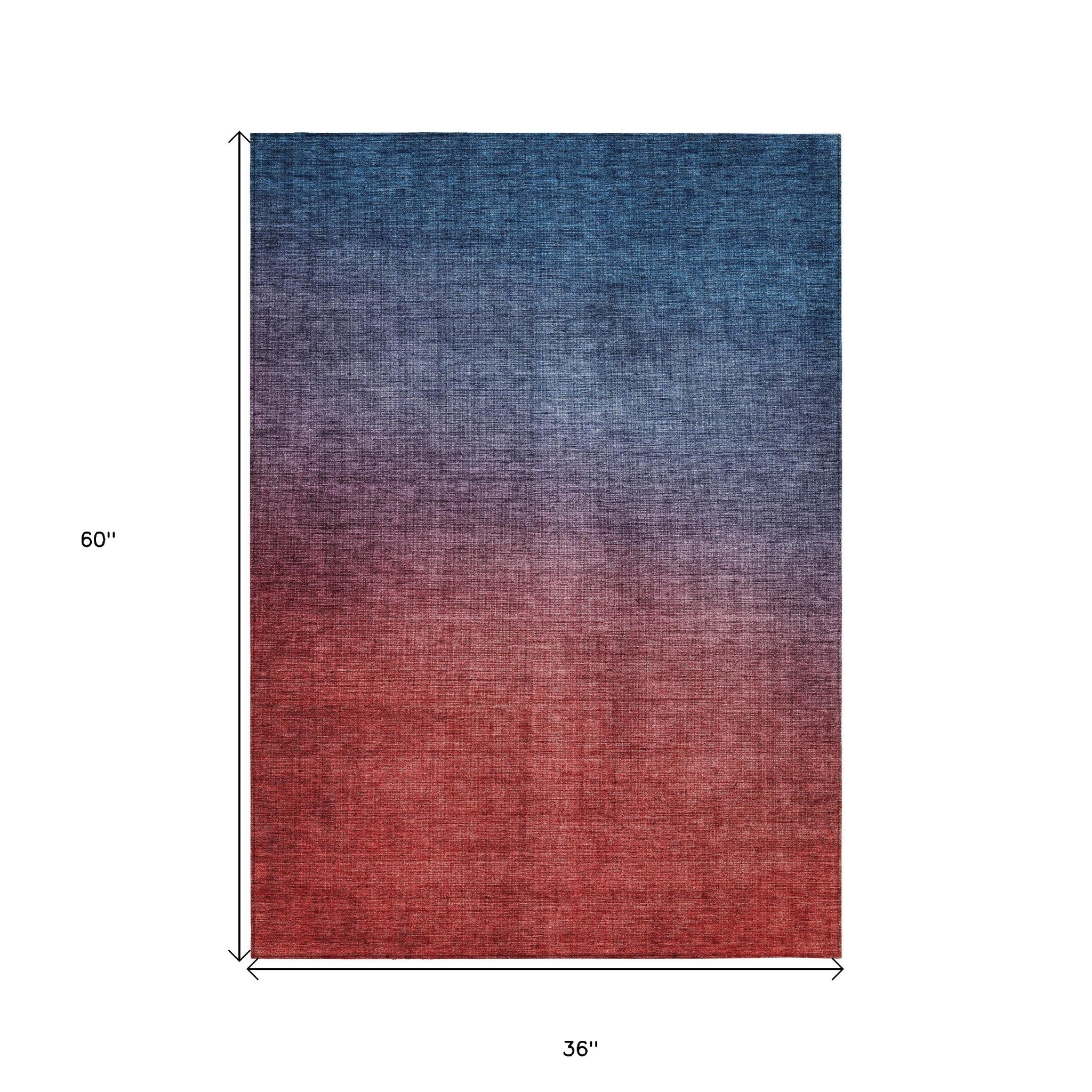 3' X 5' Navy Blue Red And Eggplant Ombre Washable Indoor Outdoor Area Rug - Sports & Outdoor