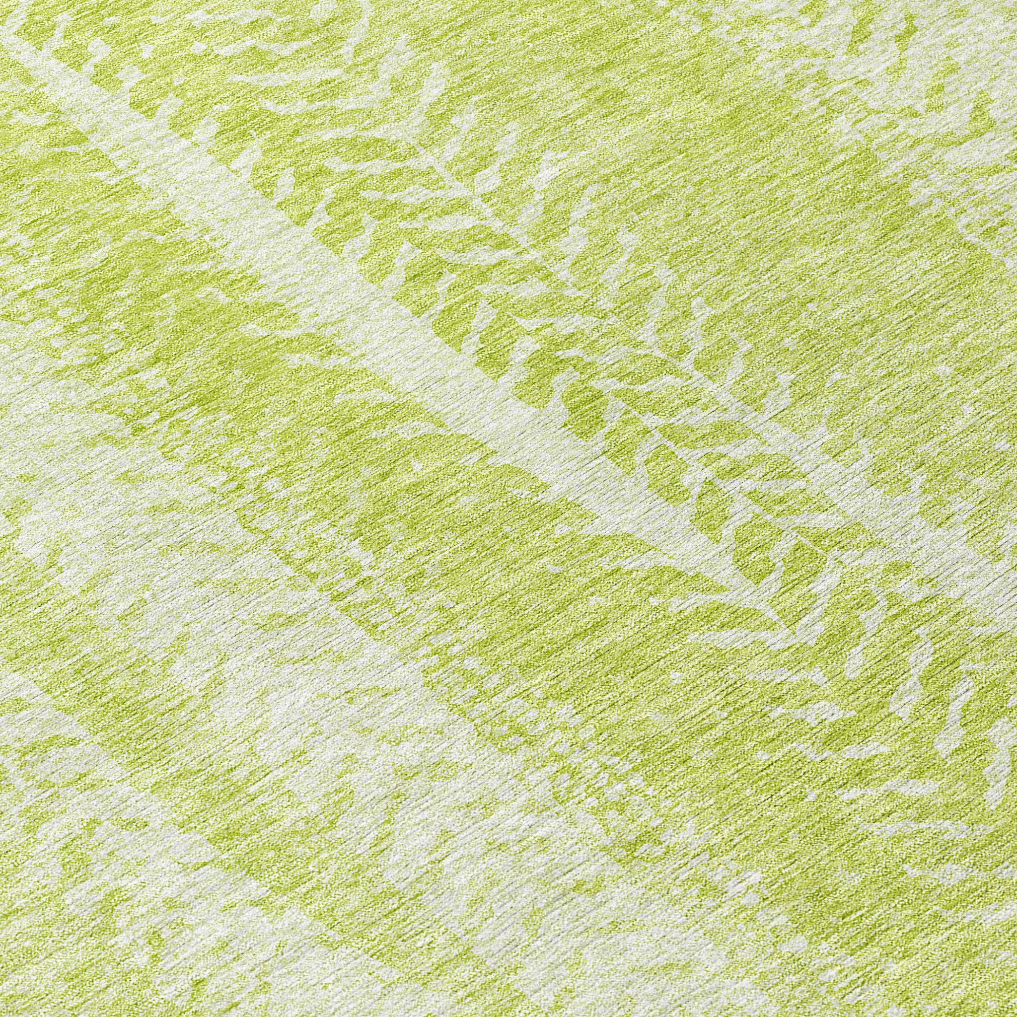 5' X 8' Artichoke Green And Ivory Botanical Leaves Washable Indoor Outdoor Area Rug - Sports & Outdoor