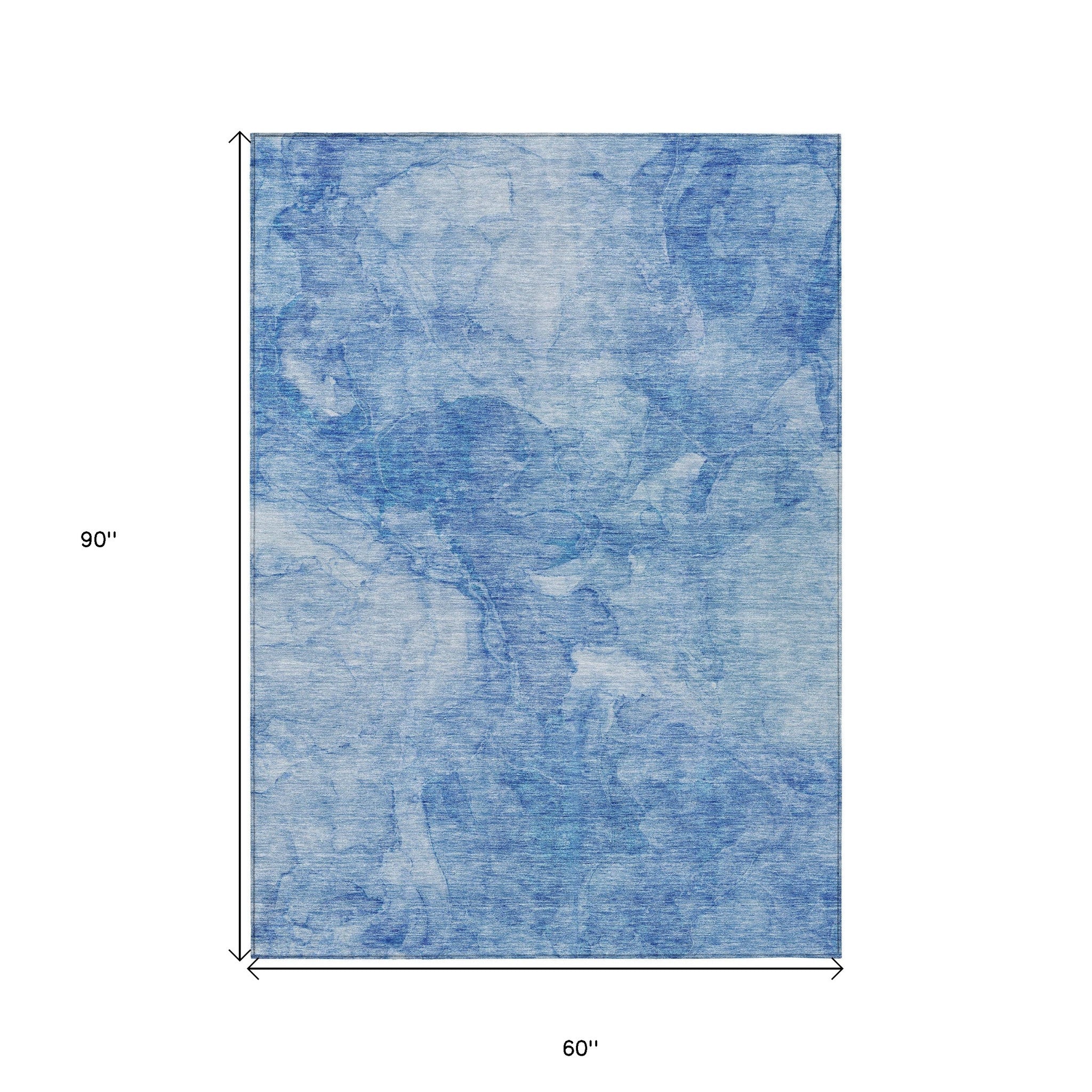 5' X 8' Denim Blue And Sky Blue Nautical Washable Indoor Outdoor Area Rug - Sports & Outdoor