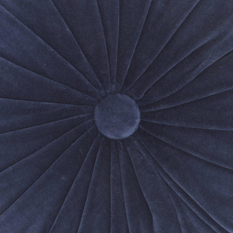 16" X 16" Dark Blue Round Velvet Throw Pillow - Home Decor
