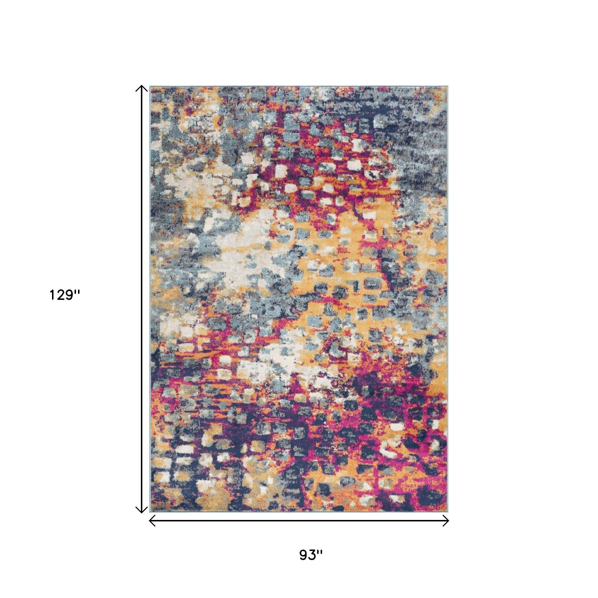 8' X 10' Blue and Ivory Abstract Area Rug - Home Decor
