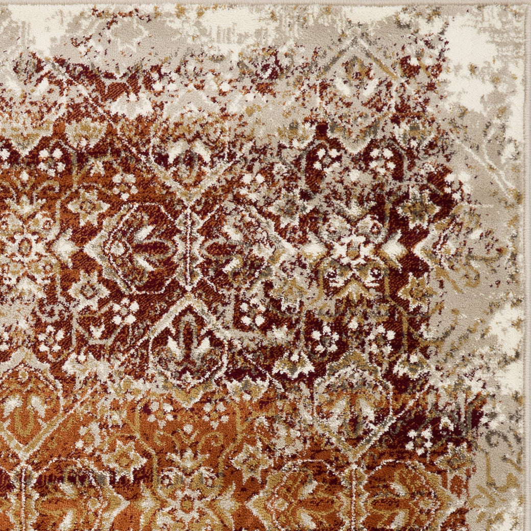 5' X 8' Rust And Ivory Oriental Area Rug - Home Decor