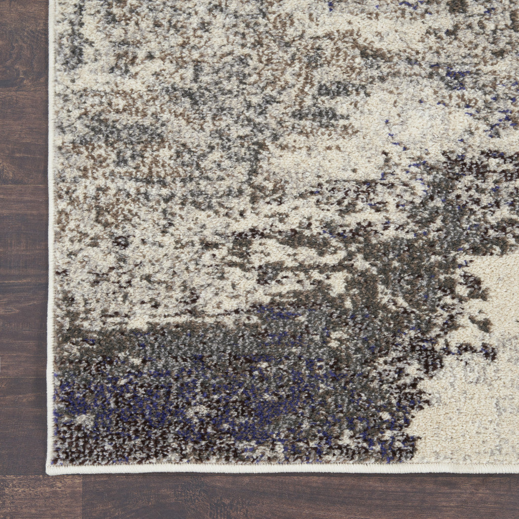 2' X 6' Ivory And Grey Abstract Power Loom Non Skid Runner Rug - Home Decor