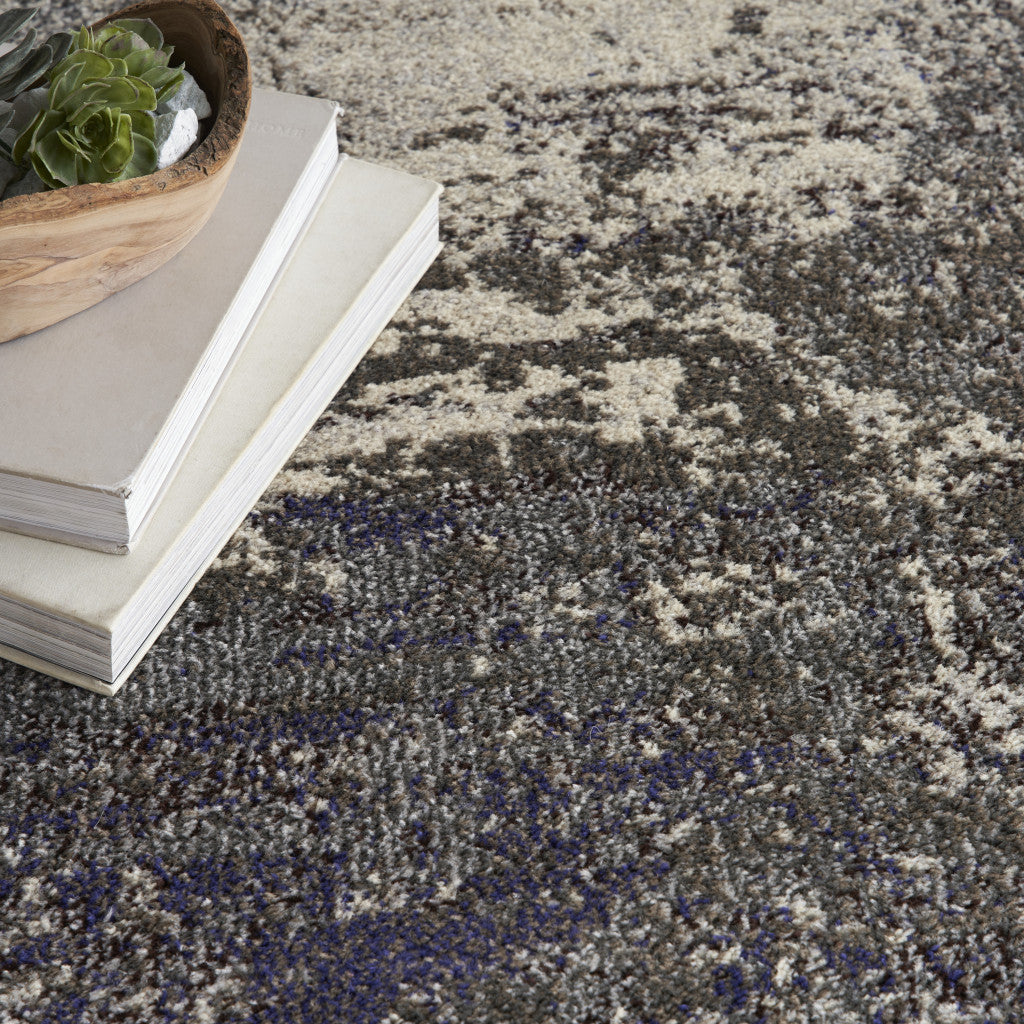 4' X 6' Ivory And Grey Abstract Power Loom Non Skid Area Rug - Home Decor