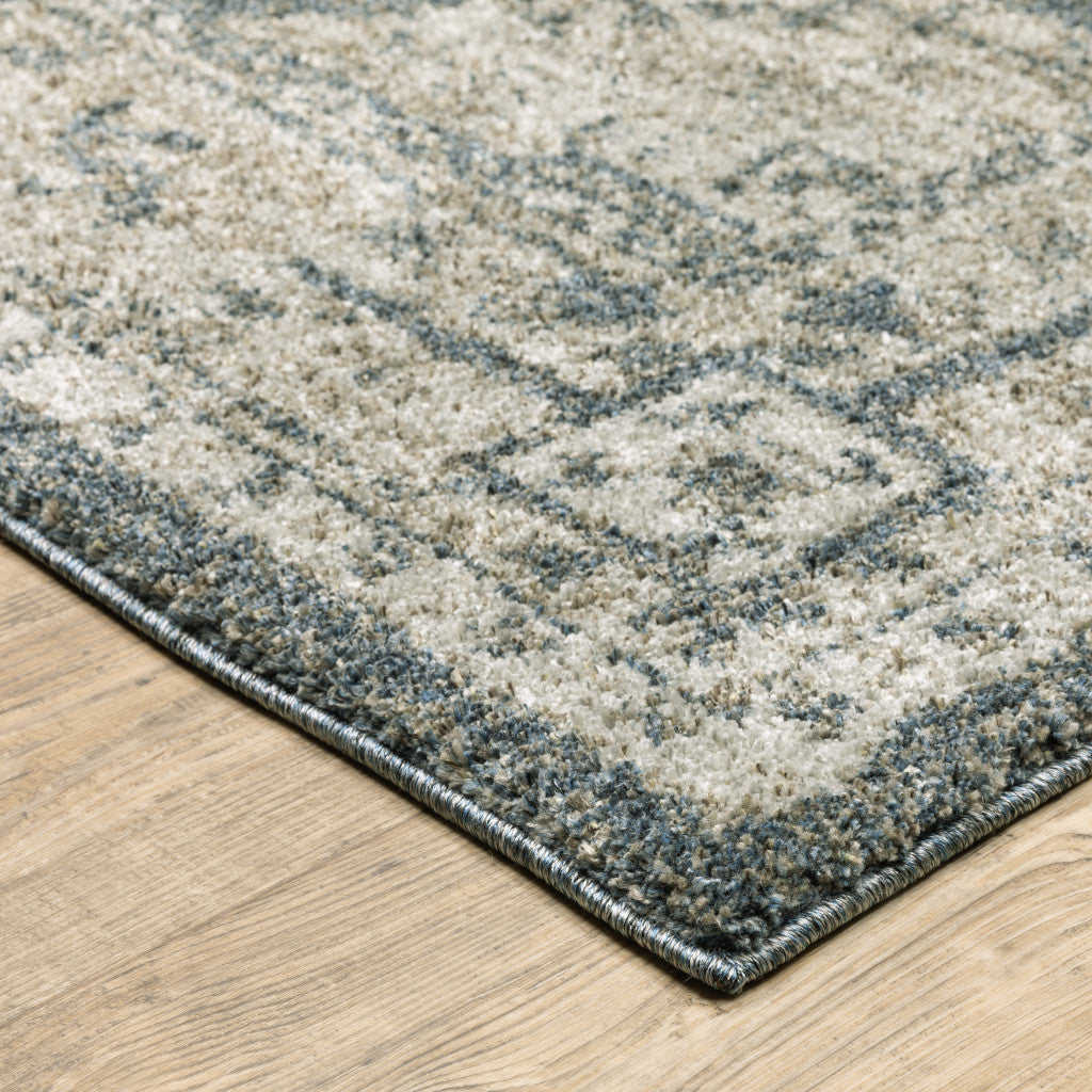 10' X 13' Blue and Beige Oriental Power Loom Area Rug - Home & Garden