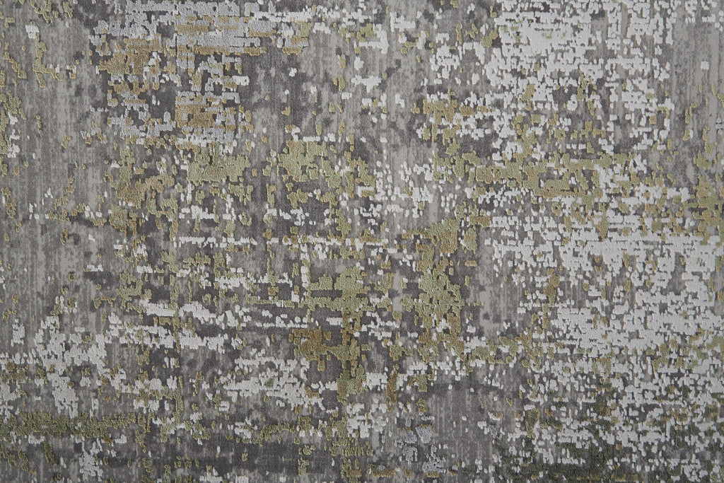 2' X 3' Gray and Ivory Abstract Non Skid Area Rug With Fringe - Home & Garden