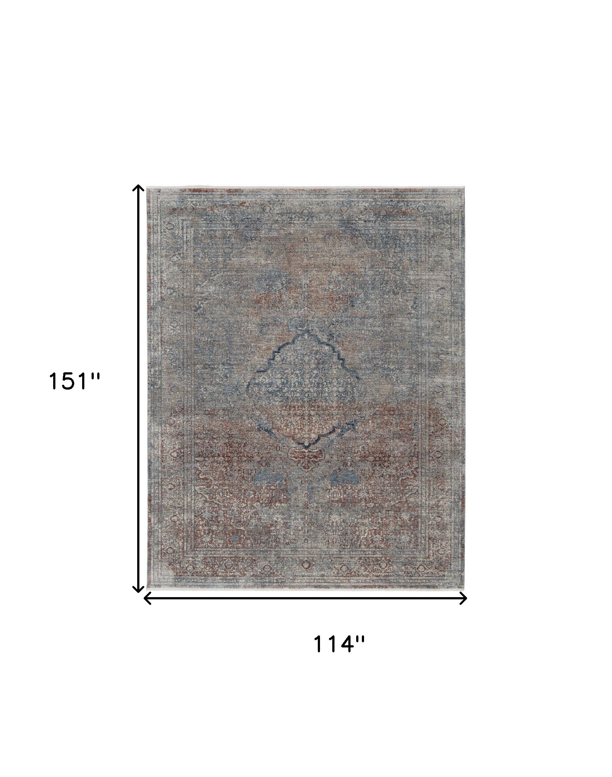 10' X 13' Blue Red And Gray Floral Area Rug - Home & Garden