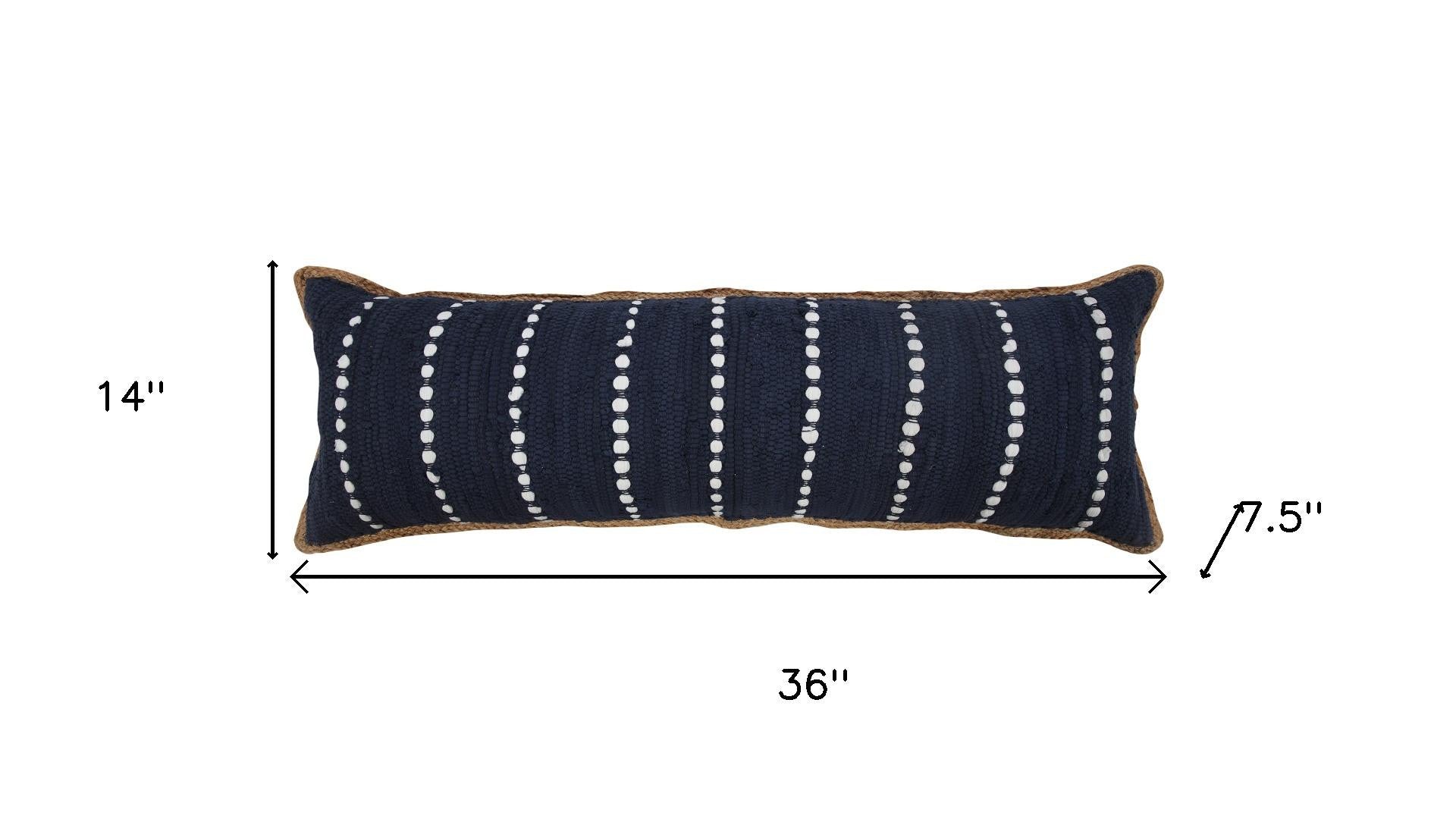 14" X 36" Blue and Beige Lumbar Throw Pillow - Home & Garden