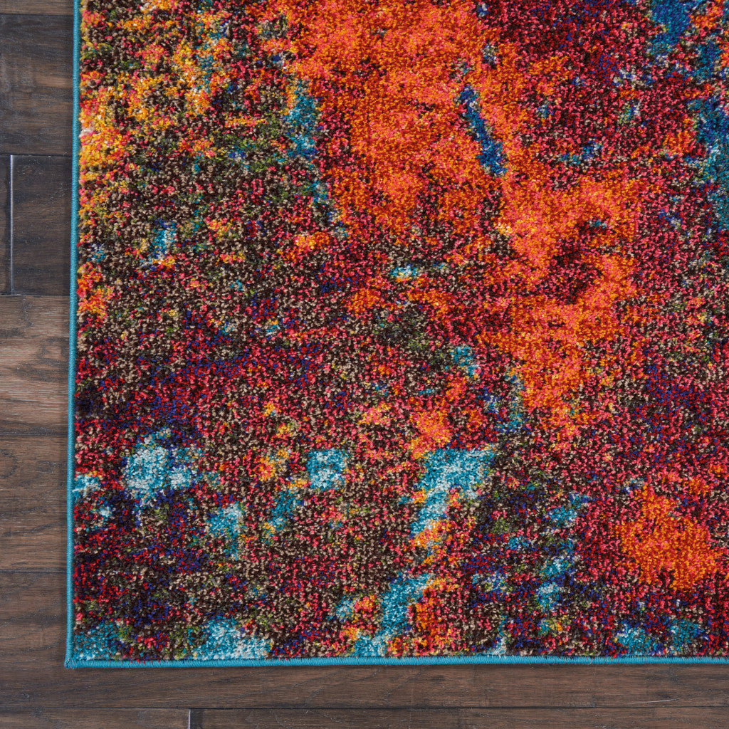 7' X 10' Blue and Orange Abstract Power Loom Area Rug - Home & Garden