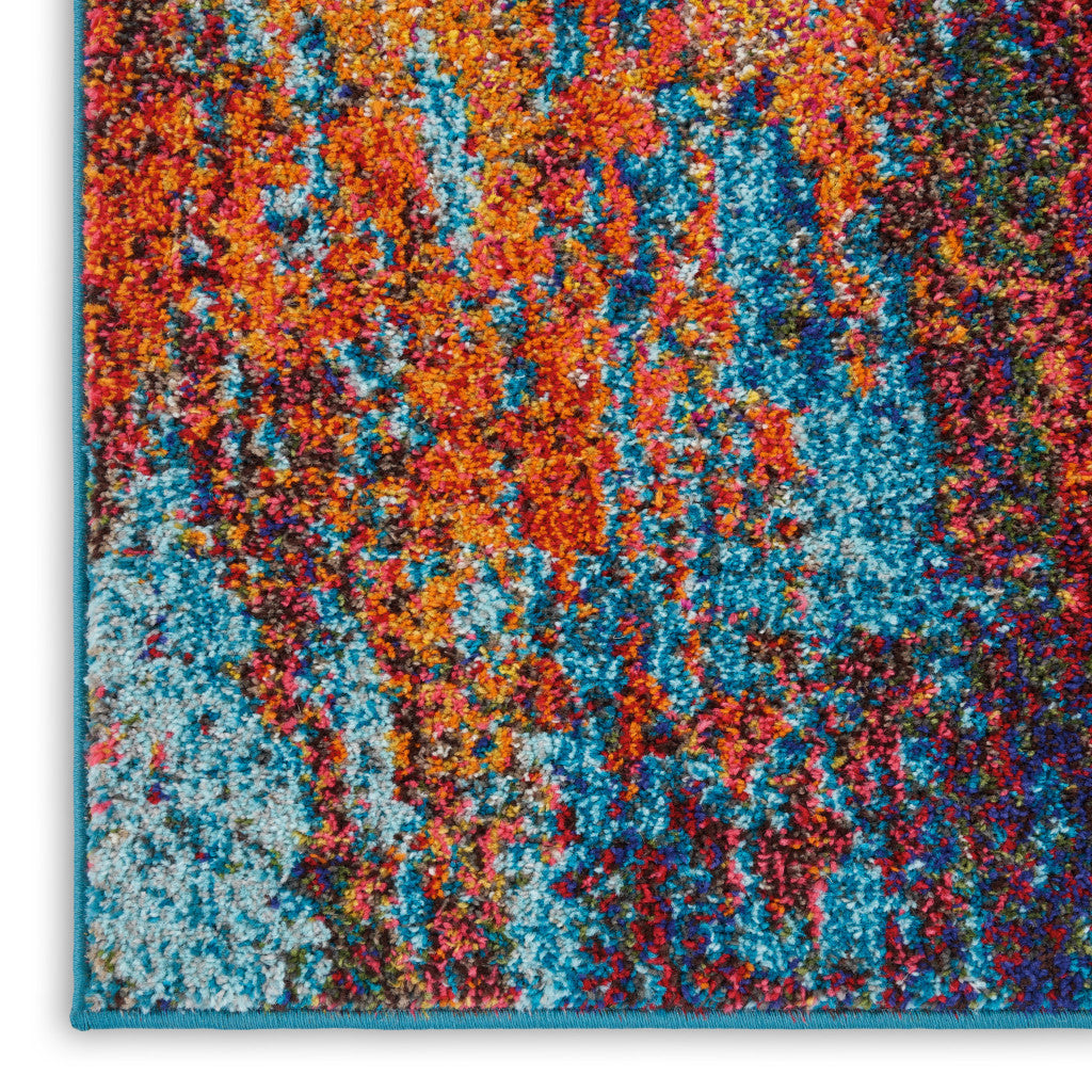 7' X 10' Blue and Orange Abstract Power Loom Area Rug - Home & Garden