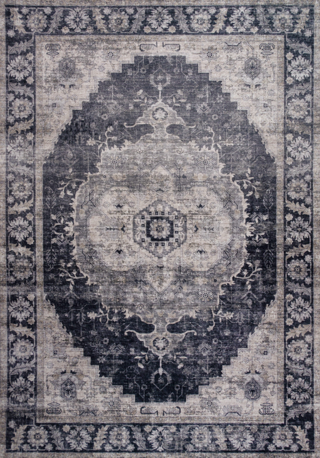 5' X 8' Black and Gray Oriental Area Rug - Home & Garden