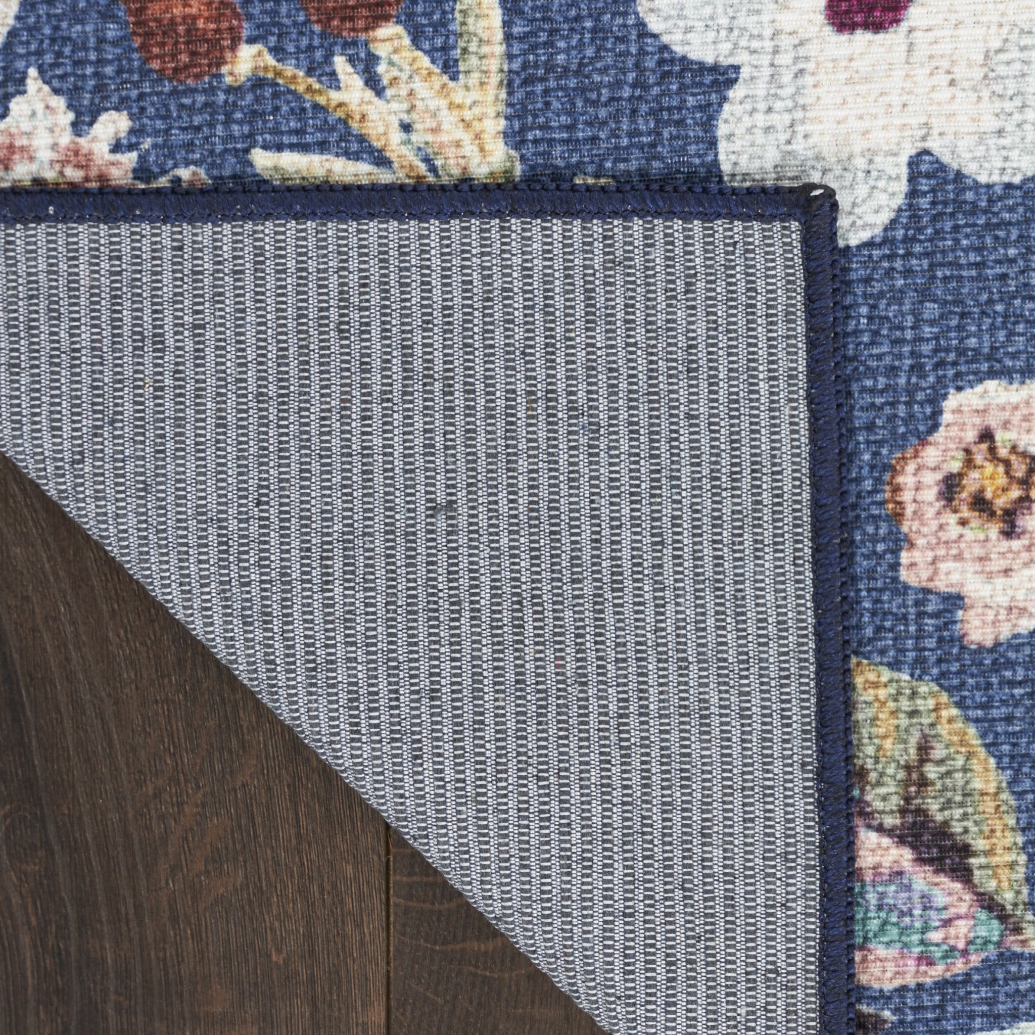6' X 9' Blue and Green Floral Power Loom Washable Non Skid Area Rug - Home & Garden