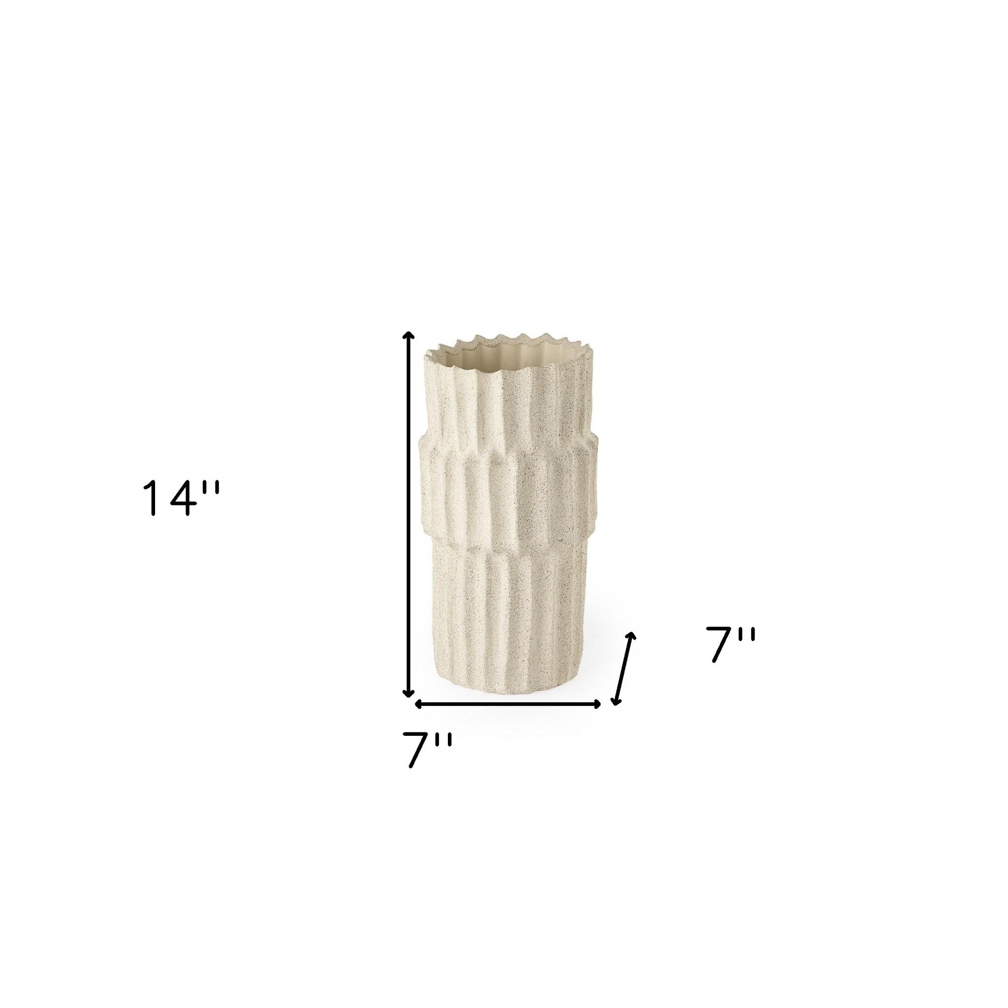 14" Sand Ceramic Cylinder Table Vase - Home & Garden
