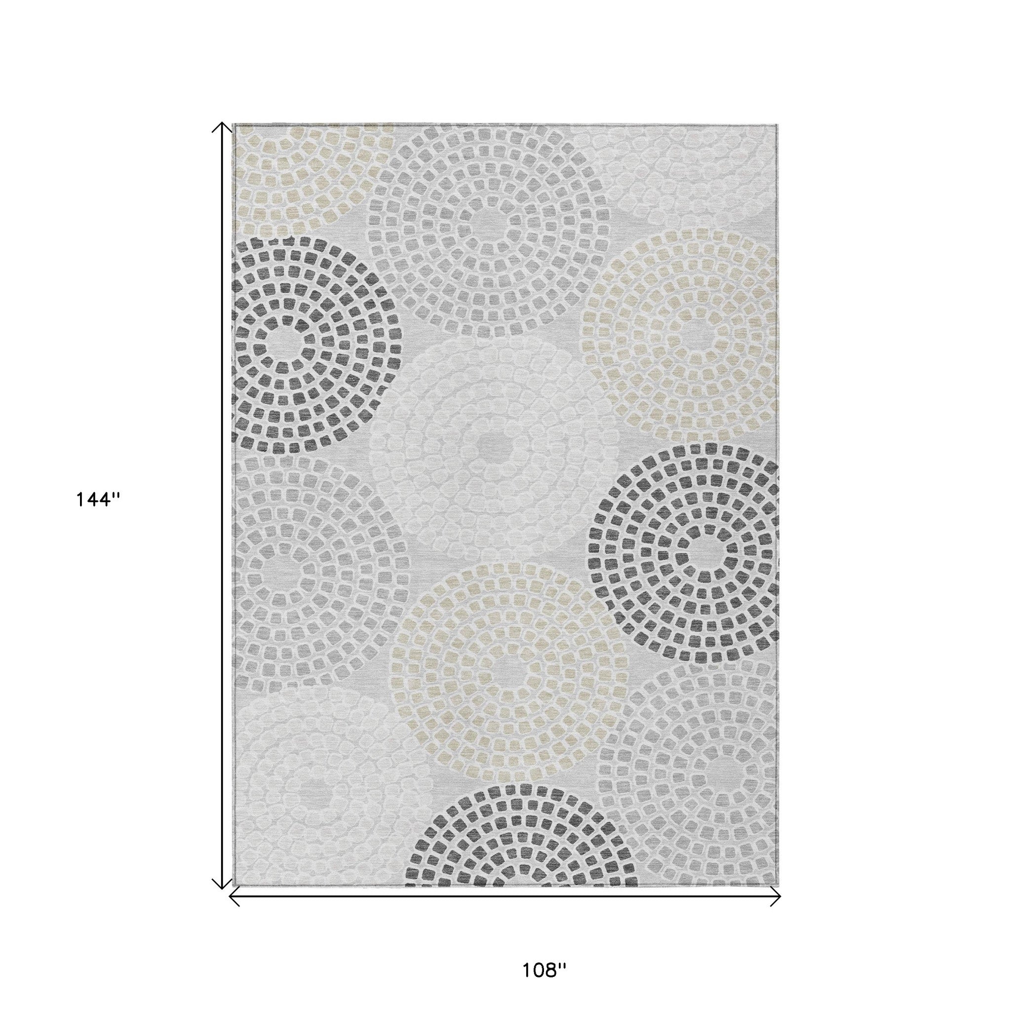 9' X 12' Gray And Taupe Geometric Washable Indoor Outdoor Area Rug - Outdoor