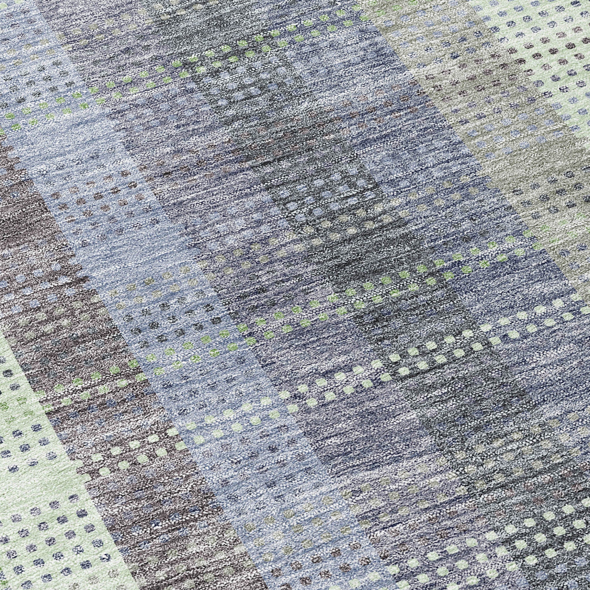10' X 14' Pewter Gray And Mint Green Plaid Washable Indoor Outdoor Area Rug - Sports & Outdoor