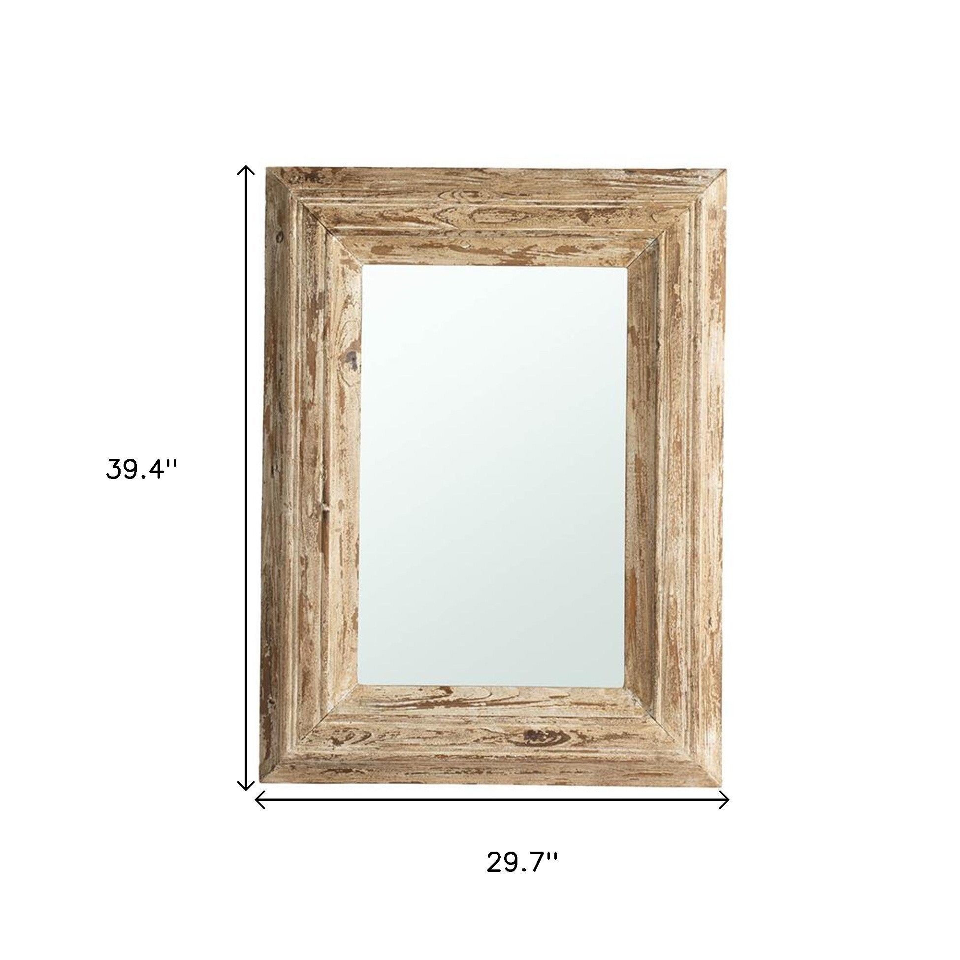 39" Natural Distressed Wood Framed Accent Mirror - Bed & Bath