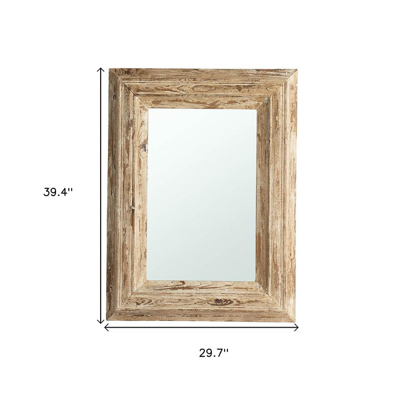39" Natural Distressed Wood Framed Accent Mirror - Bed & Bath