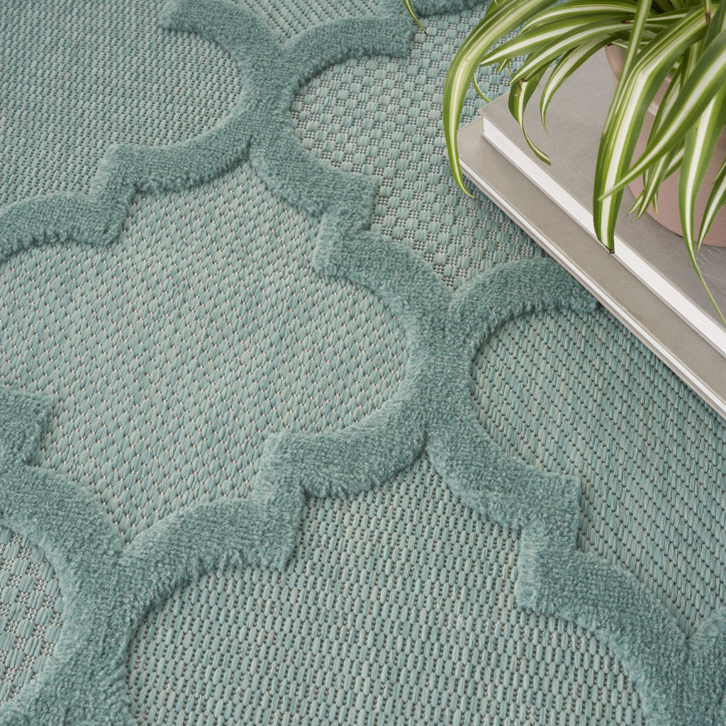8' X 10' Aqua Indoor Outdoor Area Rug - Outdoor