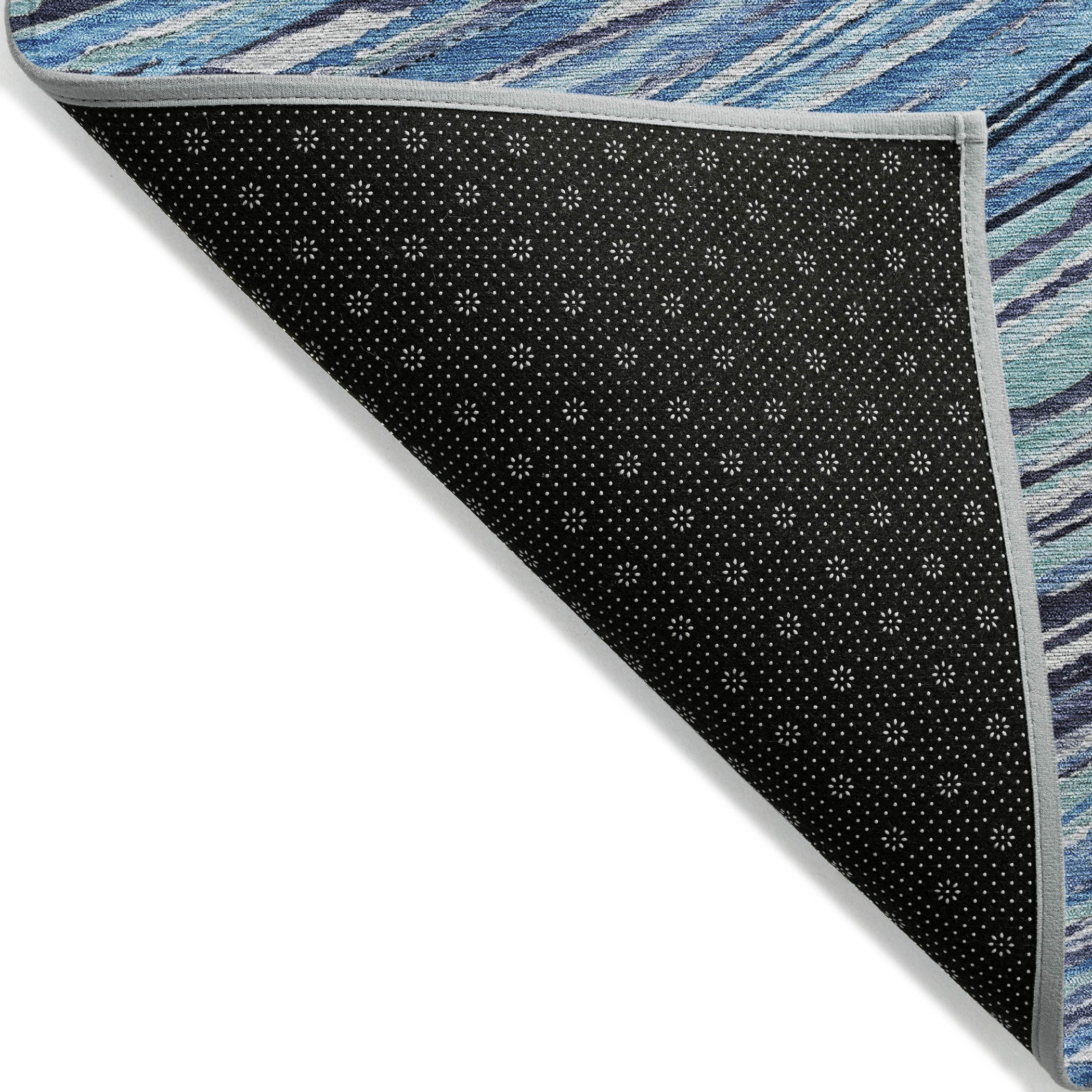 3' X 5' Blue Aqua And Ivory Abstract Washable Indoor Outdoor Area Rug - Sports & Outdoor