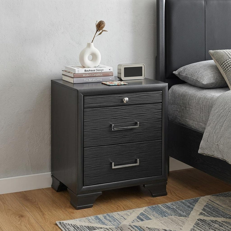 27" Gray Wood Two Drawer Nightstand - Bed & Bath
