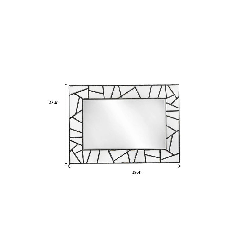 28" Black Metal And Glass Mosaic Framed Accent Mirror - Bed & Bath