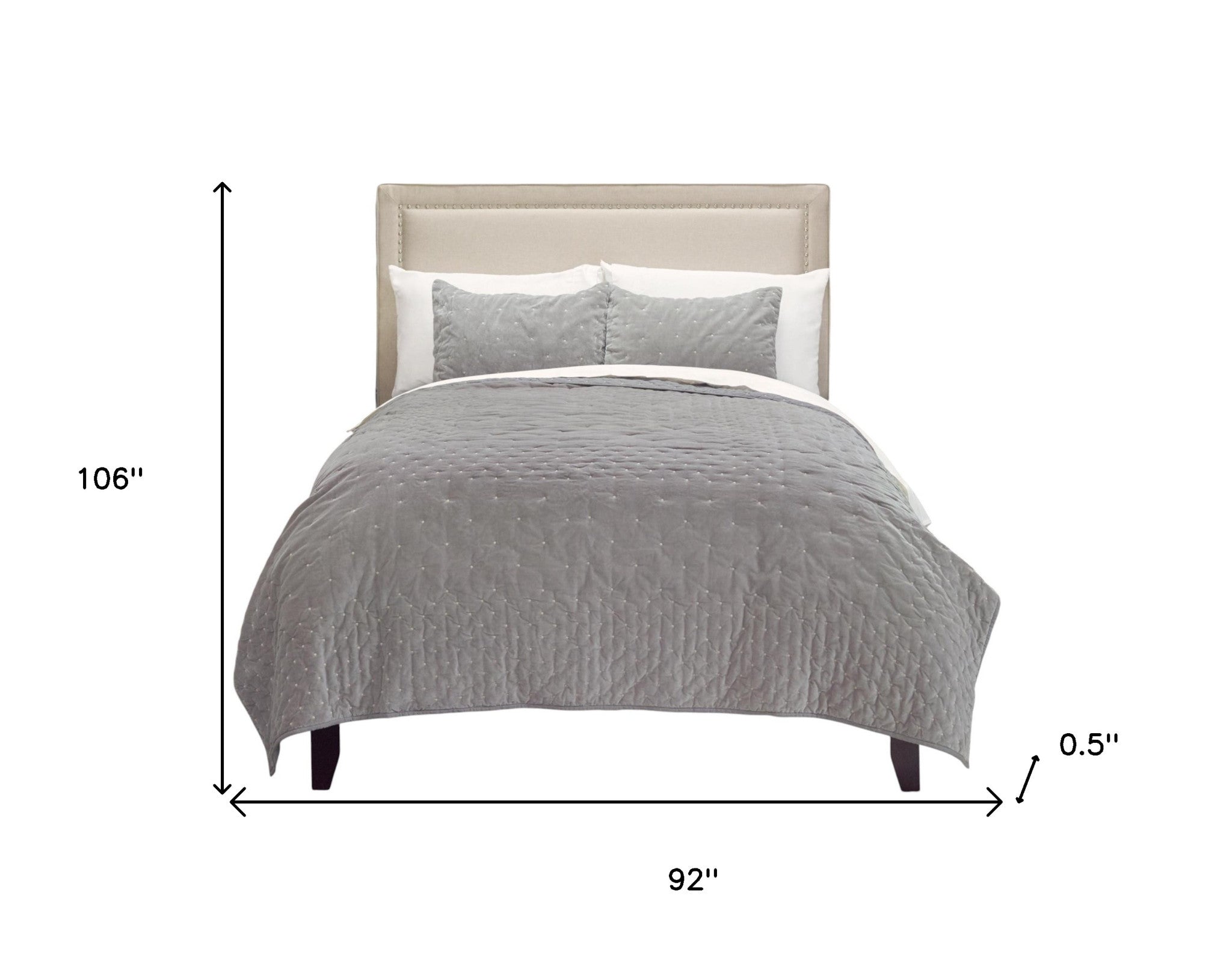 Gray Polka Dots King Quilt - Bed & Bath