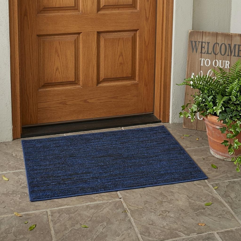 2' X 4' Midnight Blue Stain Resistant Indoor Outdoor Area Rug - Outdoor