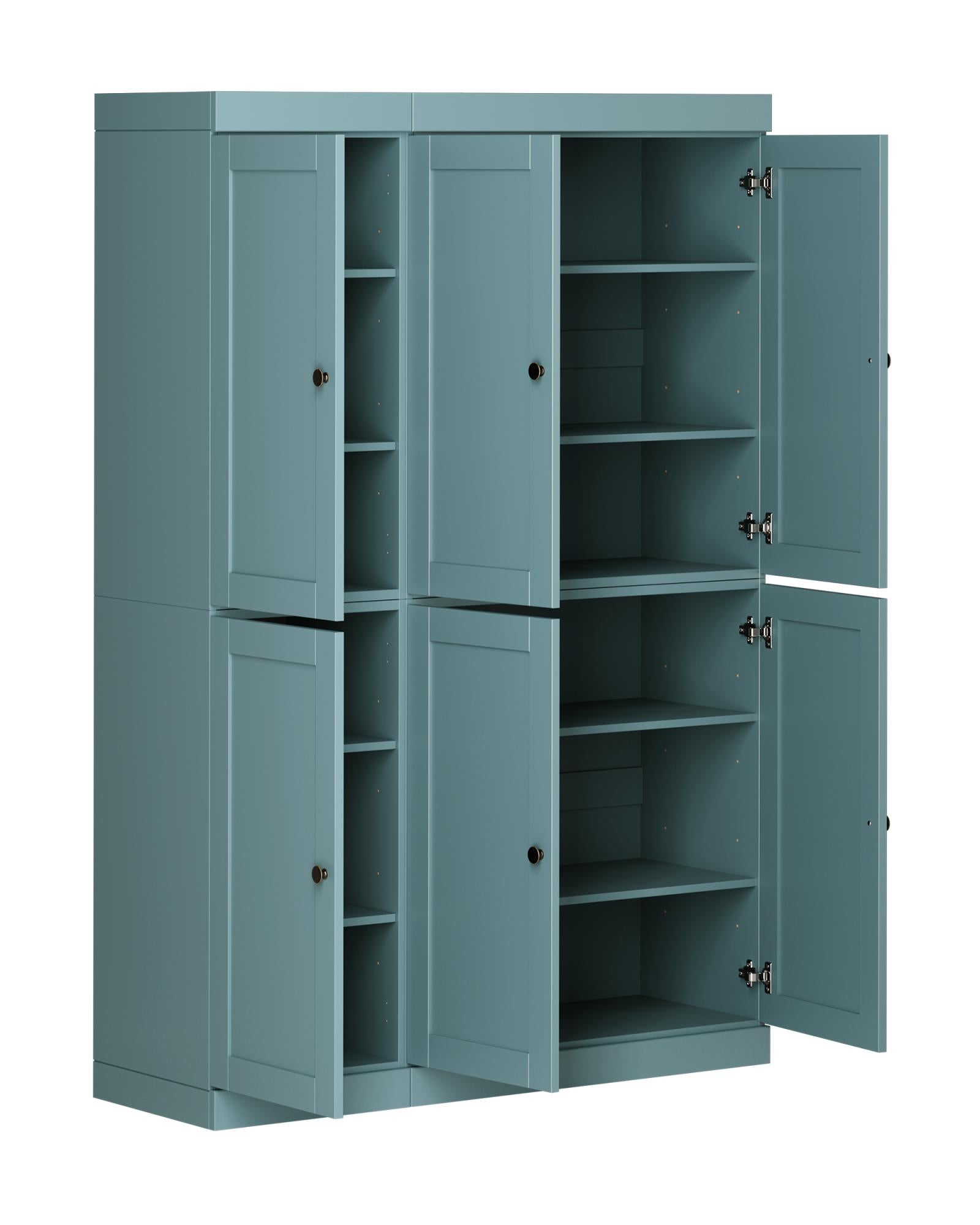 72" Aqua Solid Wood 8 Pantry Or Storage Closet - Kitchen & Dining