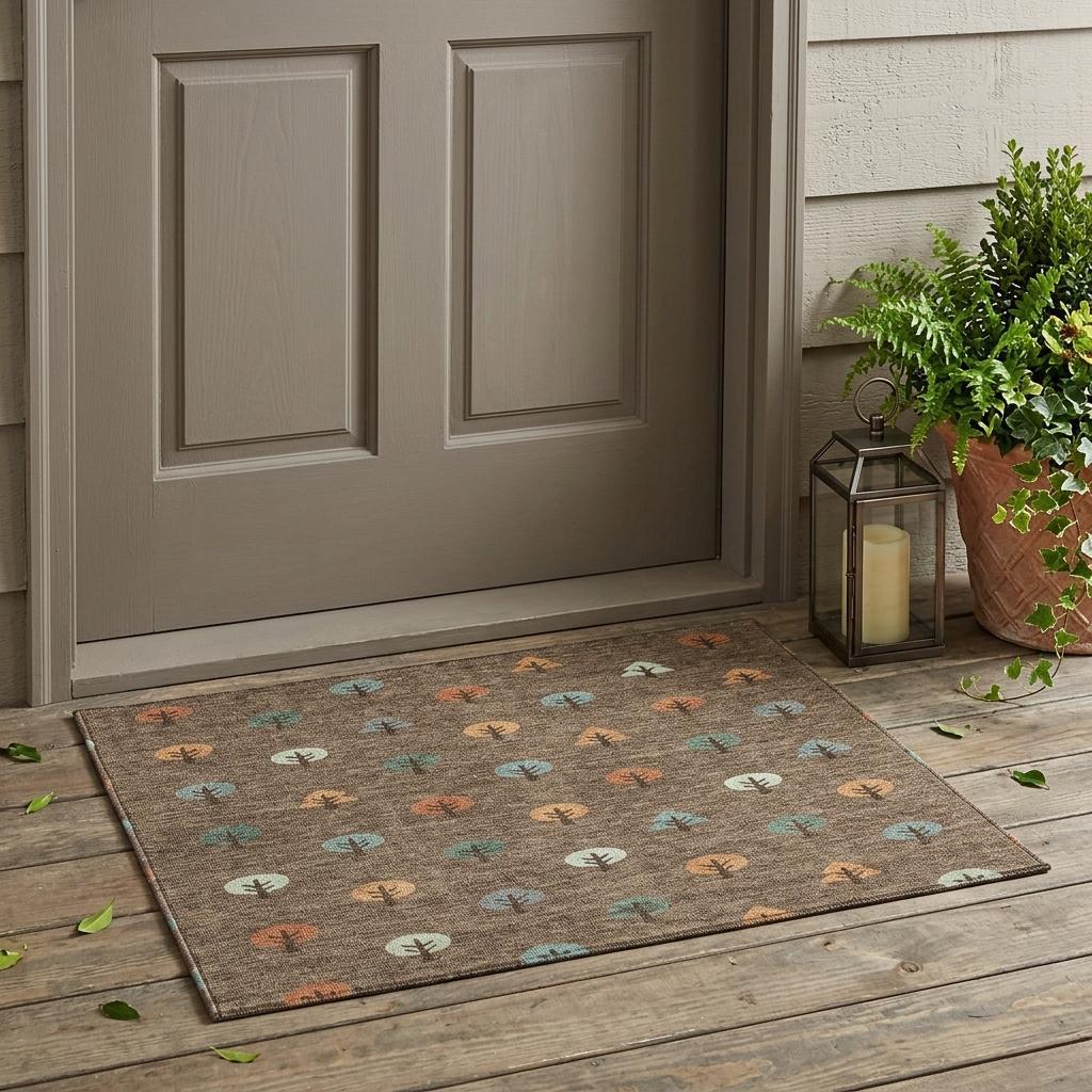 3' X 5' Brown And Copper Geometric Washable Indoor Outdoor Area Rug - Outdoor | blocked-missing-media,…