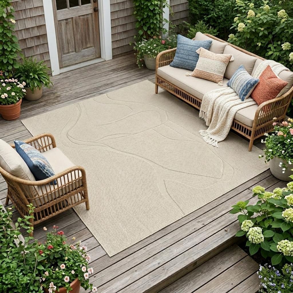 7' X 10' Brick Red Stain Resistant Indoor Outdoor Area Rug - Outdoor
