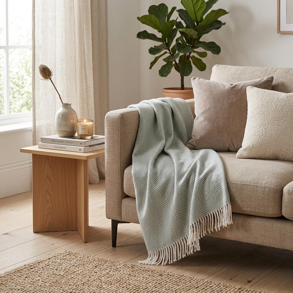 55" X 70" Sage Cotton Blend Woven Throw Blanket - Home Decor