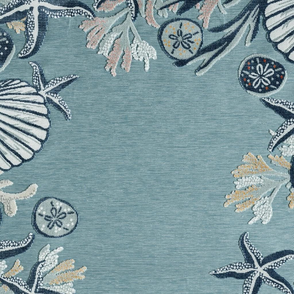 5' X 7' Blue And Beige Coral Area Rug - Home & Garden