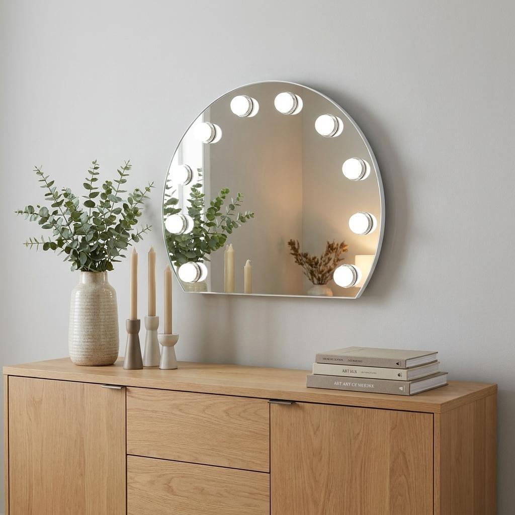 15" White Abstract Metal Framed Mounted Accent Mirror - Bed & Bath