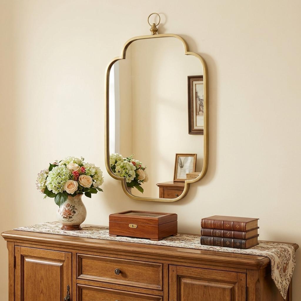 36" Gold Novelty Iron Framed Accent Mirror - Bed & Bath