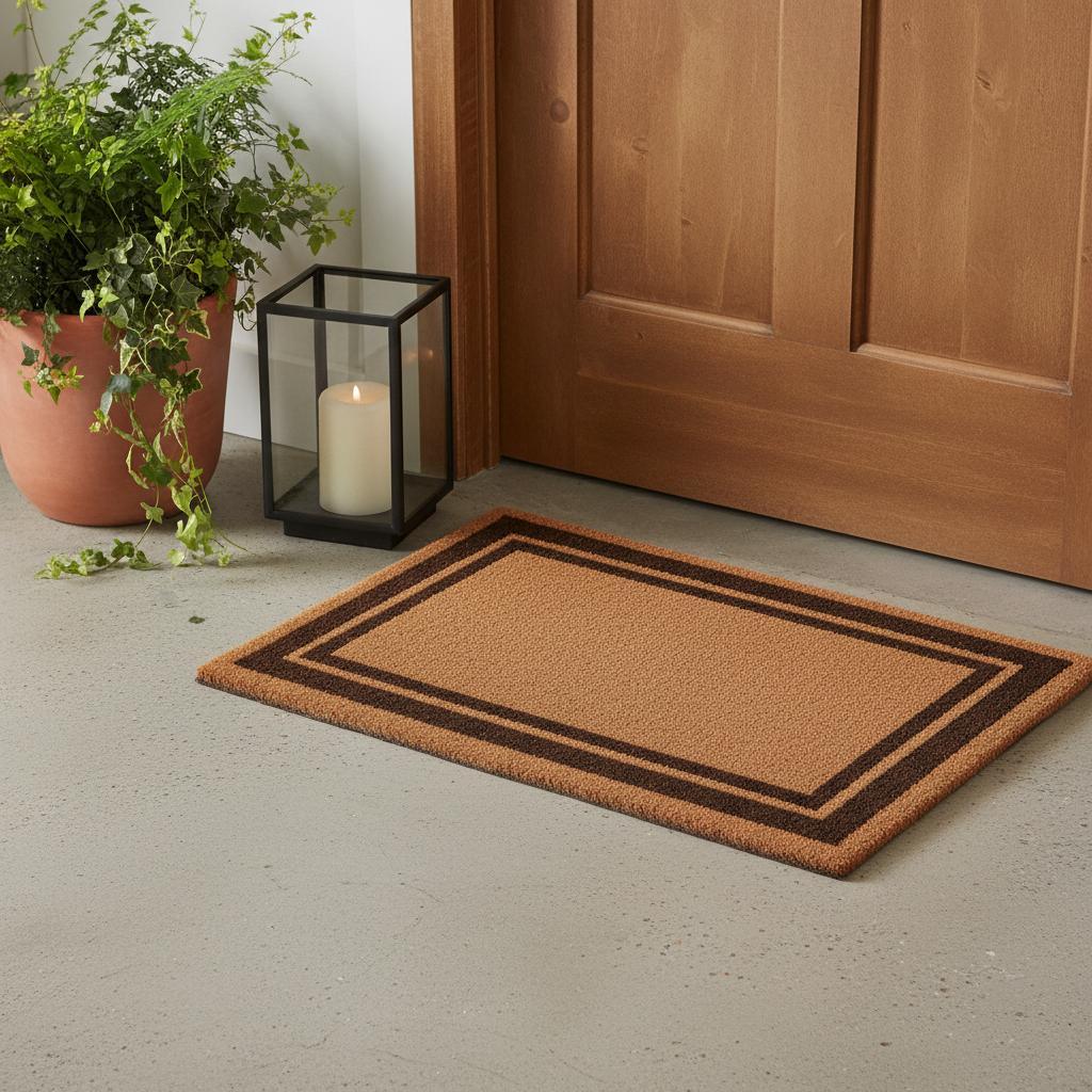 24" X 36" Natural and Black Coir Geometric Outdoor Door Mat - Home & Garden