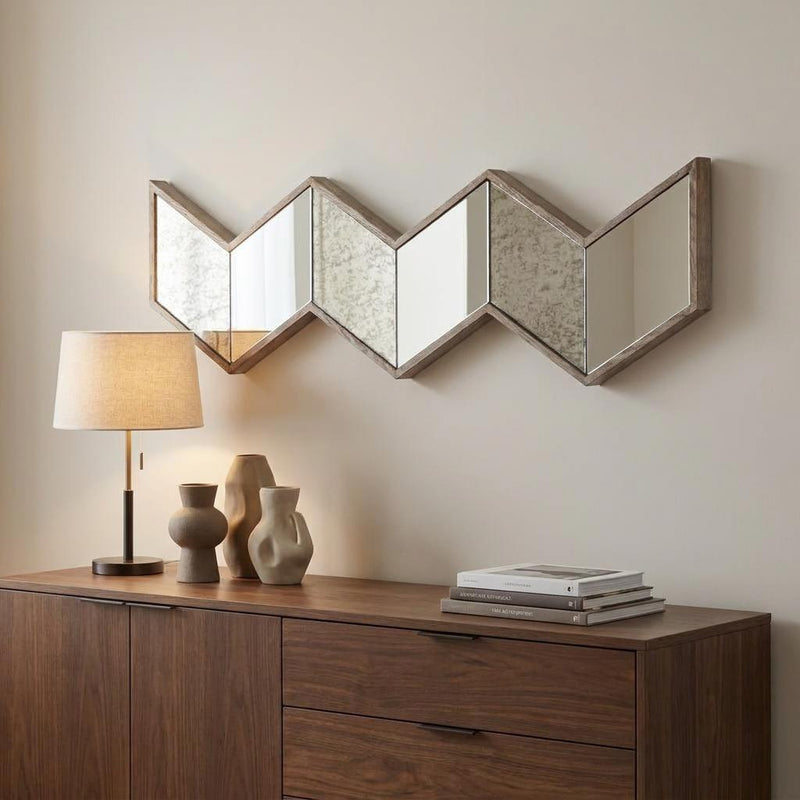 14" Natural Novelty Wood Framed Accent Mirror - Bed & Bath