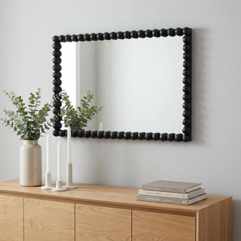 36" Black Iron Framed Accent Mirror - Bed & Bath