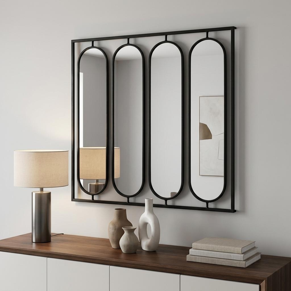 36" Black Square Iron Framed Accent Mirror - Bed & Bath