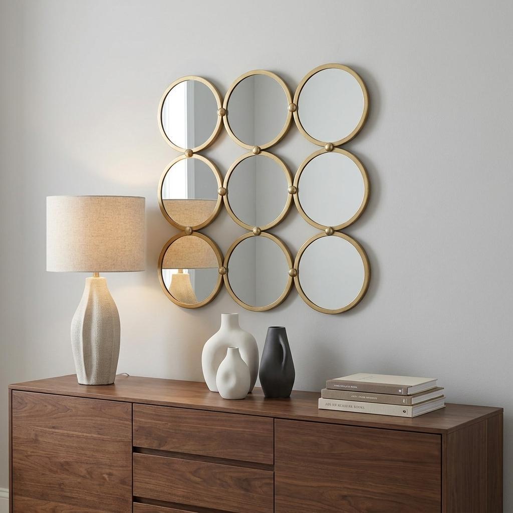 27" Gold Square Iron Framed Accent Mirror - Bed & Bath