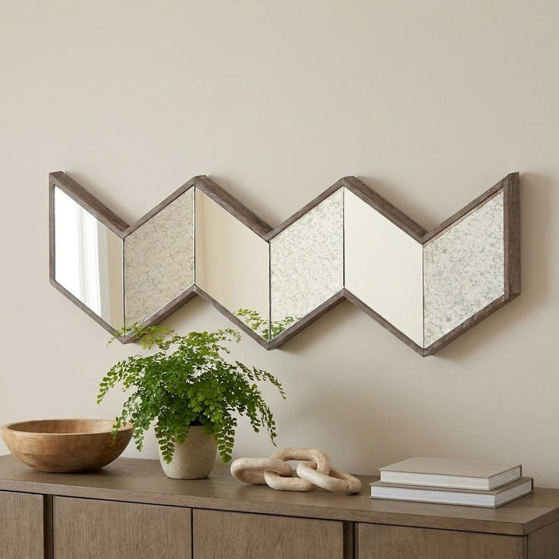 12" Natural Novelty Wood Framed Accent Mirror - Bed & Bath