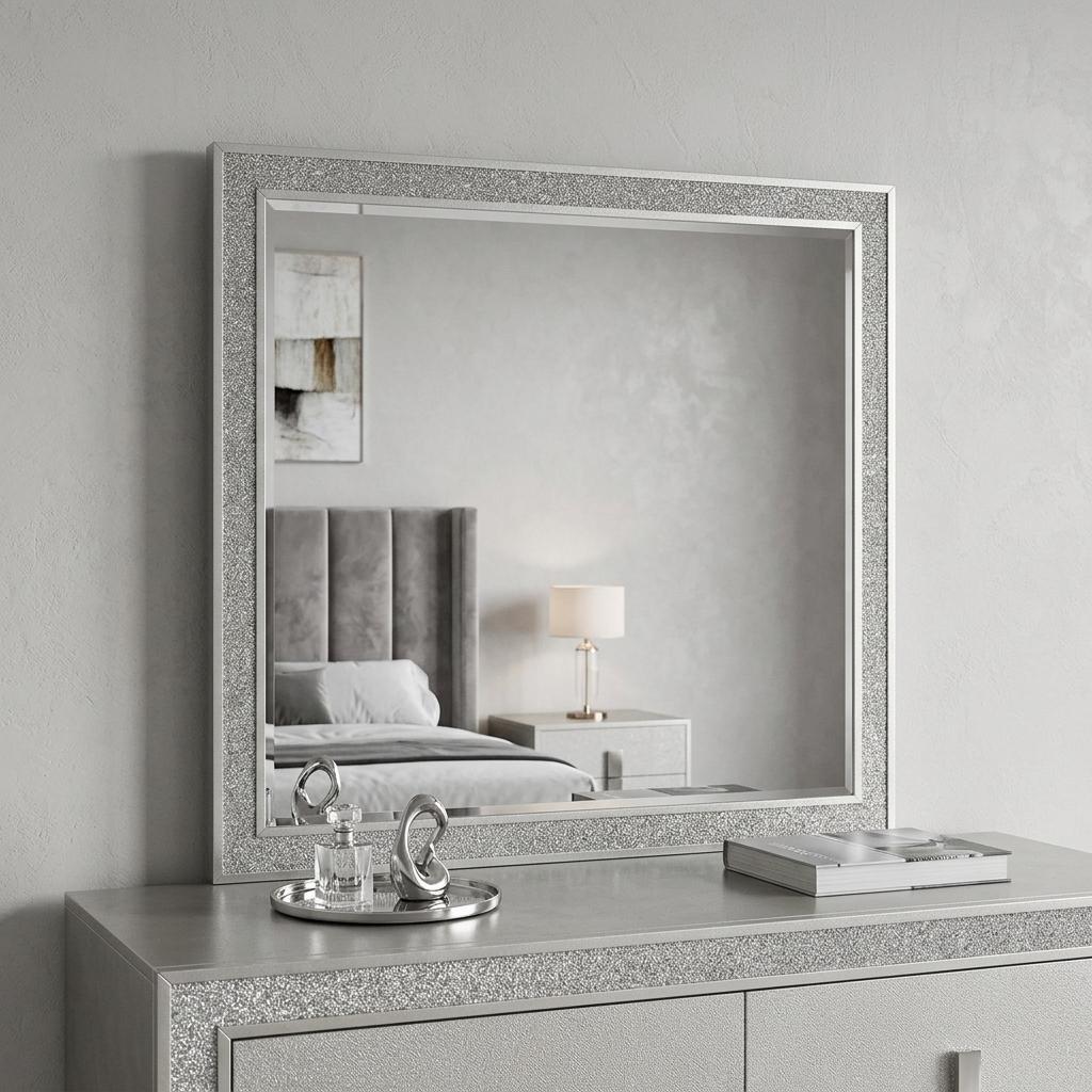 36" Square Wood Framed Mounted Dresser Mirror - Bed & Bath