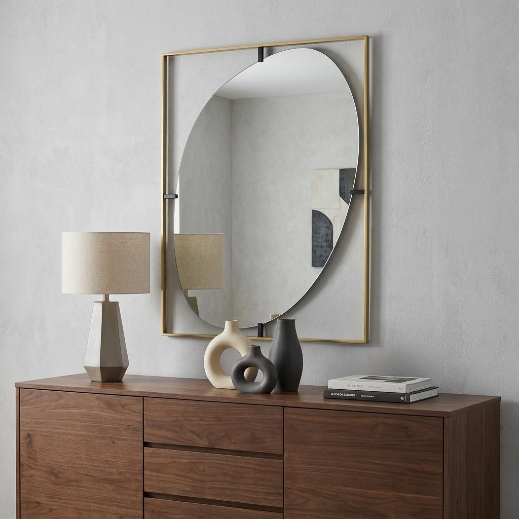 40" Gold Iron Framed Accent Mirror - Bed & Bath