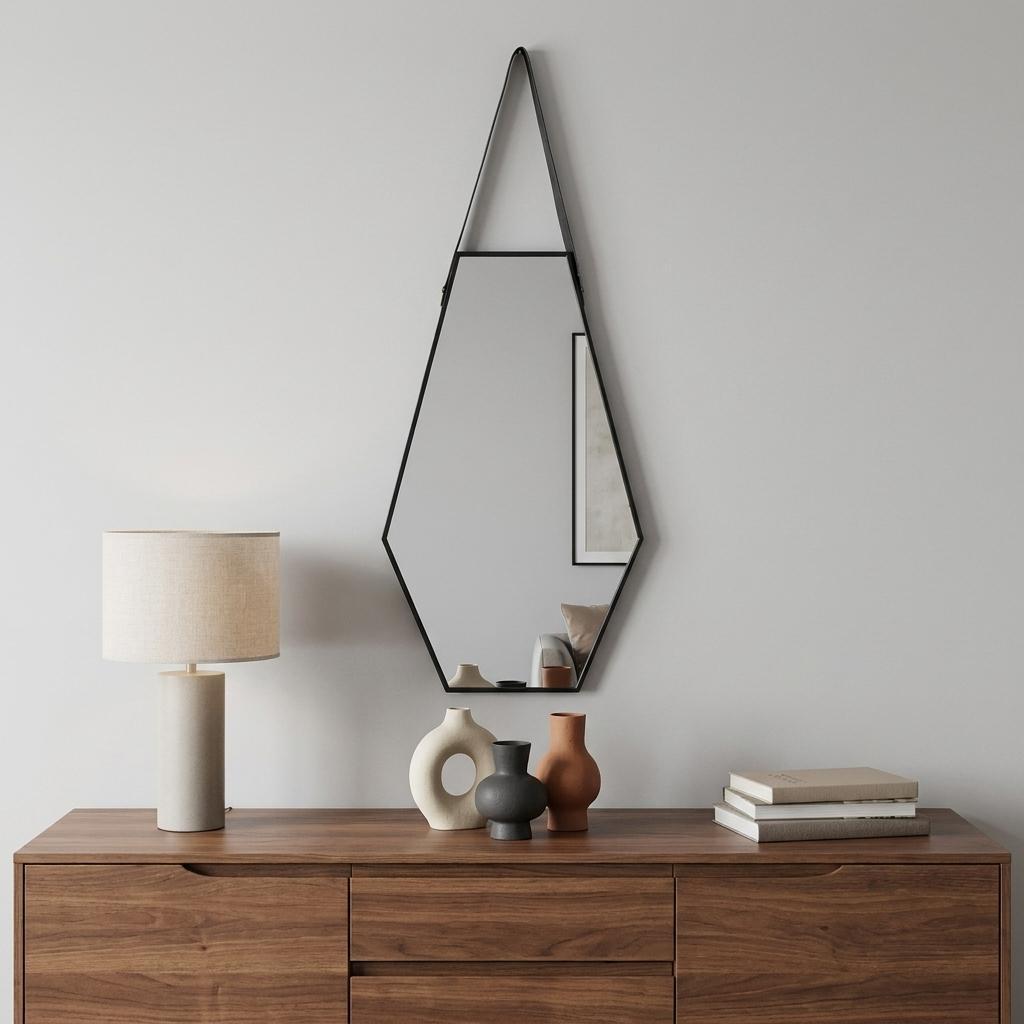 32" Black Hexagon Wood Framed Accent Mirror - Bed & Bath